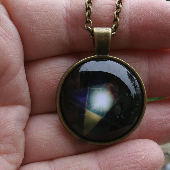 Pentacle Glass Cabochon Pendant Necklace - Picture 13 of 14